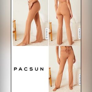 Pacsun Brown Active Cinched Yoga Pants Flare Leg Ruffle Hem Women size M